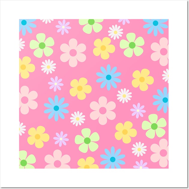 Retro Flowers Pattern Wall Art by StuffWeMade